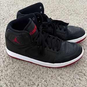 Jordan Black and Red Mid-Top Sneakers
